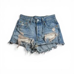 Levis 501 Premium Size 24 Blue Cutoff Women Shorts Button Fly 2.5” Cowgirl Rodeo